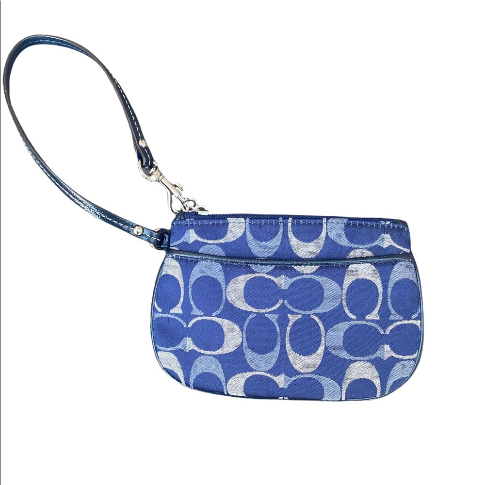 Coach signature blue wristlet coin purse